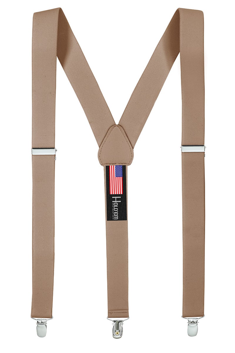 HOLD'EM HoldEm JuniorAdults Men Adjustable Elastic Solid 1 Suspenders Featuring STURDY POLISHED CLIPSTan XL - Image 2