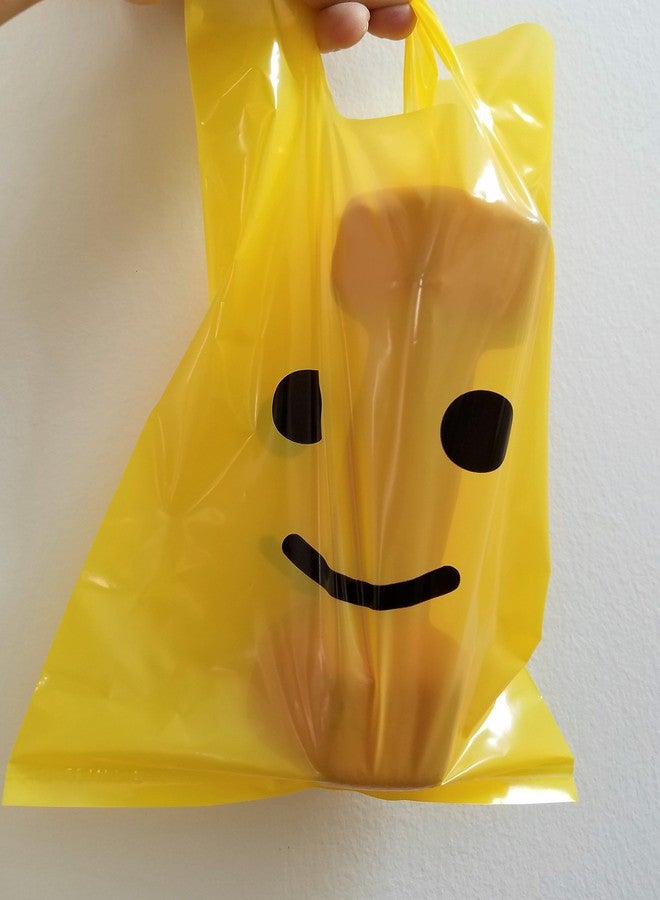 L LIFETIME Smile! Yellow Party Favors Bags Super Strong 24 Pack Loot Birthday Emoji Treat Plastic Bag, 9 x 6 inch - Birthday Gift Bag for Kids Boys and Girls - Plastic Gift Bags with Handles - Image 4