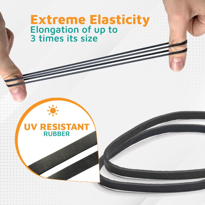 PlasticMill UV Resistant Rubber Bands Size 33 (3 1/2" x 1/8") - EPDM #33 Black Rubber Bands Office Supplies - Strong, Elastic Bands for Crafts, Cash, File Folders (500-Pack) - Image 3