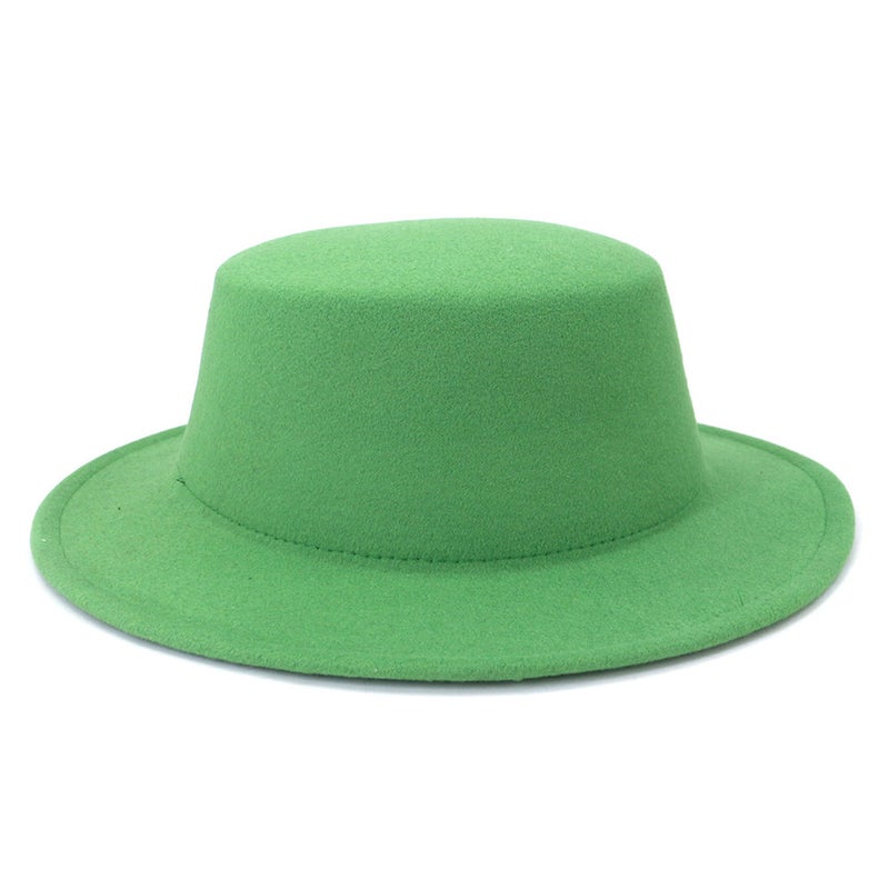 Winter Fedora Hat Women British Classic  Large Brim Flat Hat - Image 1