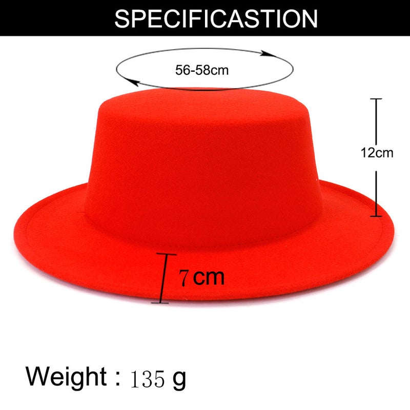 Winter Fedora Hat Women British Classic  Large Brim Flat Hat - Image 2