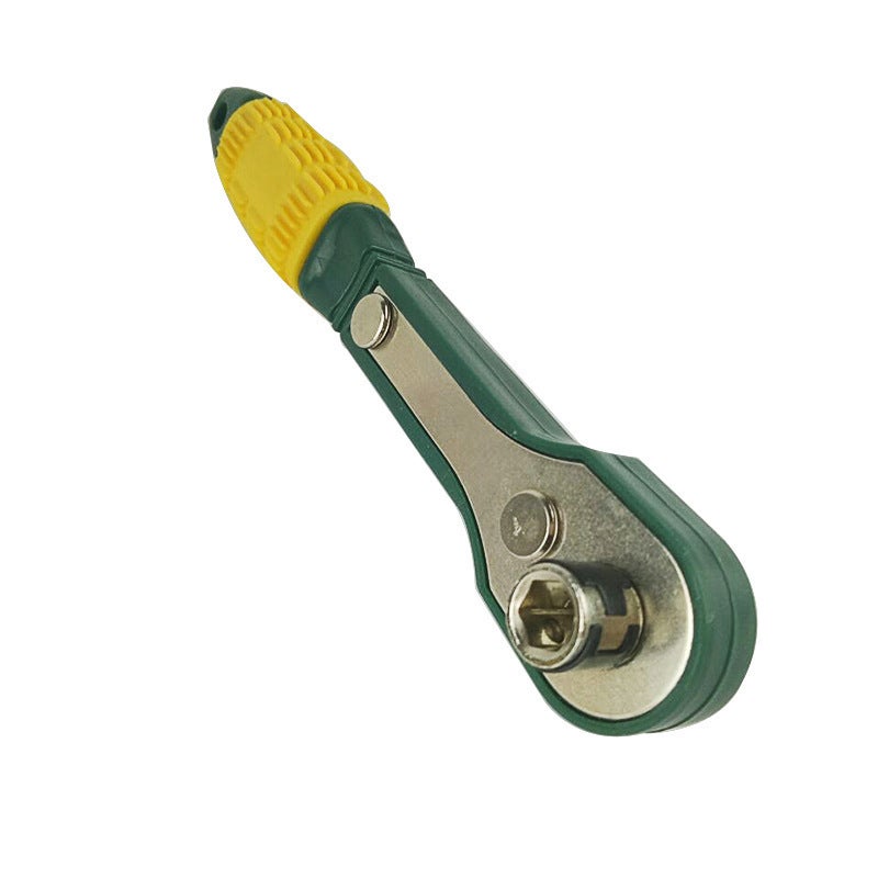Yellow-Green Mini Quick Ratchet Wrench 1/4in Drive 6.35mm Bit Socket Wrench - Image 5