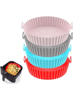 Generic Air Fryer Silicone Liners, 4 Pack Air Fryer Silicone Pot Reusable Air Fryer Silicone Basket Easy Cleaning Air fryers Silicone Pot for Oven Microwave Accessories(Pink Gray Red Blue)  - Image 1
