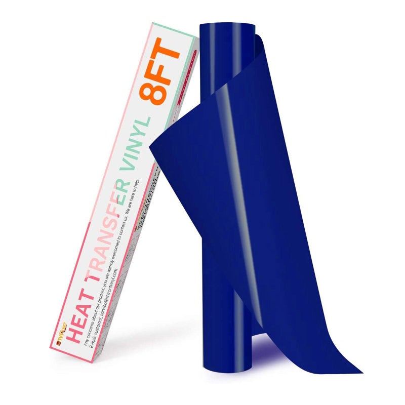 HTVRONT HTV Vinyl Rolls Heat Transfer Vinyl  12 x 8ft Blue HTV Vinyl for Shirts Iron on Vinyl for All Cutting Machine  Easy to Cut  Weed for Heat Transfer Design Navy Blue