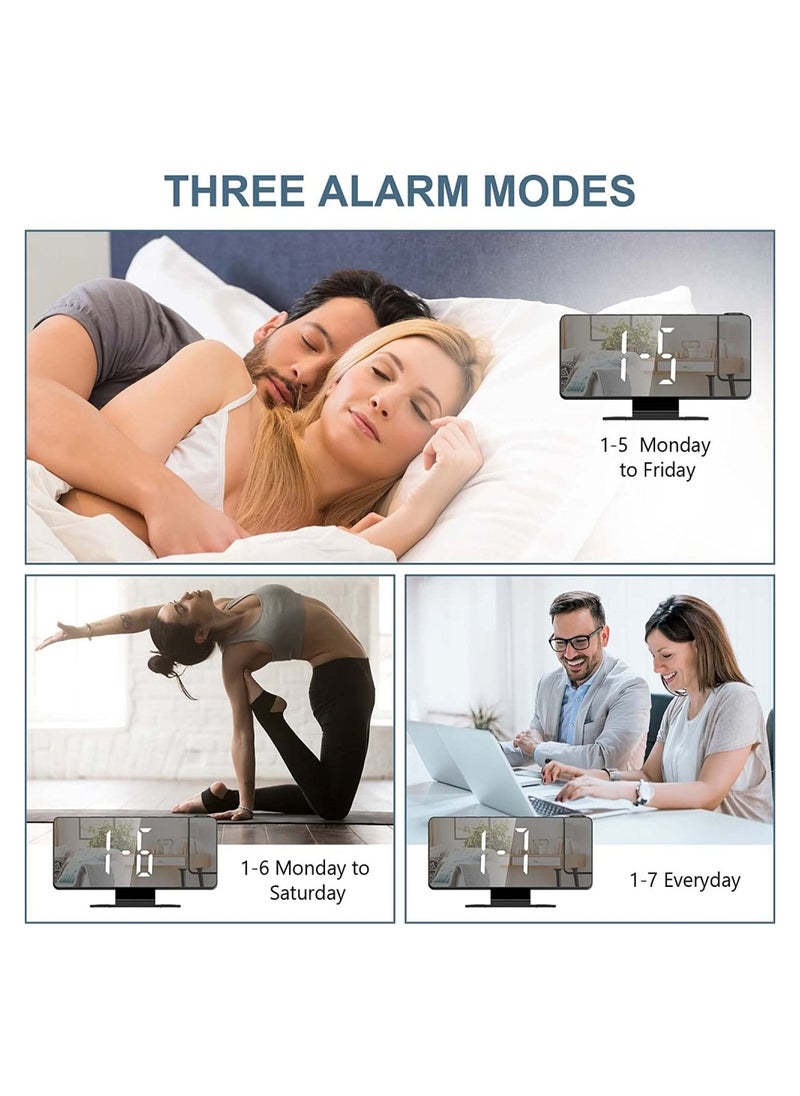 180° Rotation Projection Digital Alarm Clock Temperature Humidity Night Mode Snooze Table Clock 12/24H USB Projector LED Clock