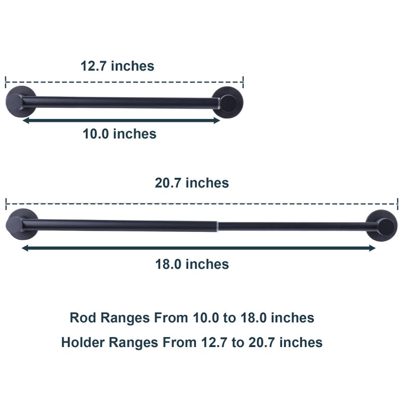 JAZBREY 10-18 inches Adjustable Magnetic Towel Bar for Refrigerator, Magnetic Rod for Chart Whiteboard, Magnet Towel Holder Towel Hook Hanger for Kitchen Dishwasher, Laundry Washer, Black, Pack of 1 - Image 3