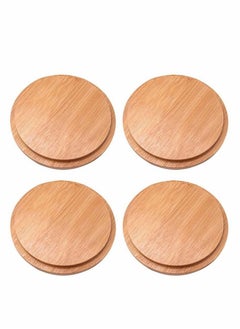 Bamboo Cup Cover, Wooden Lid Tea Glass Cover Coffee Mug Drink Set for Home Office Store (4 Pcs)