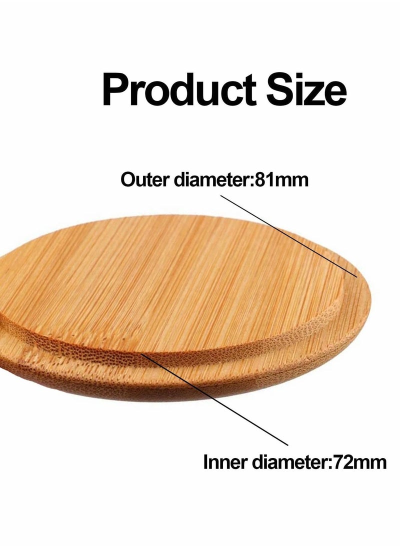 Y&D - Bamboo Cup Cover, Wooden Lid Tea Glass Cover Coffee Mug Drink Set for Home Office Store (4 Pcs) - Image 1