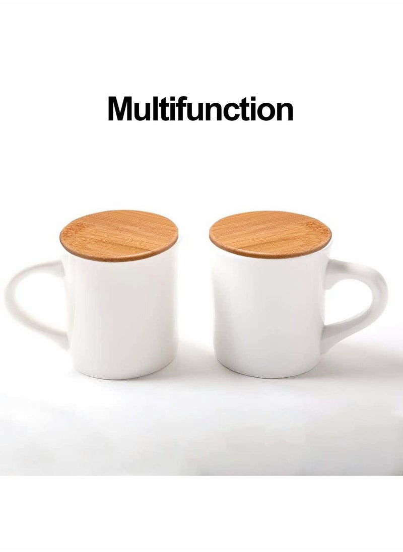 Y&D - Bamboo Cup Cover, Wooden Lid Tea Glass Cover Coffee Mug Drink Set for Home Office Store (4 Pcs) - Image 1