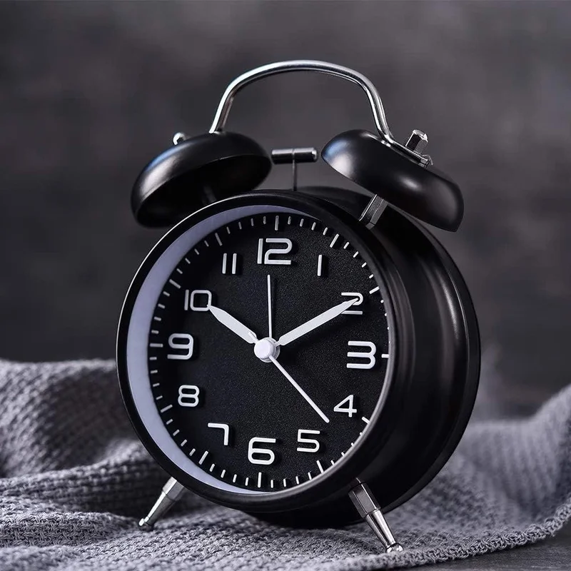 Valkyrie Silent Flows 16CM Alarm Table Alarm Clock with Seconds Loud Ringtone Large Size Black