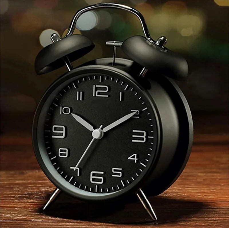Valkyrie Silent Flows 16CM Alarm Table Alarm Clock with Seconds Loud Ringtone Large Size Black