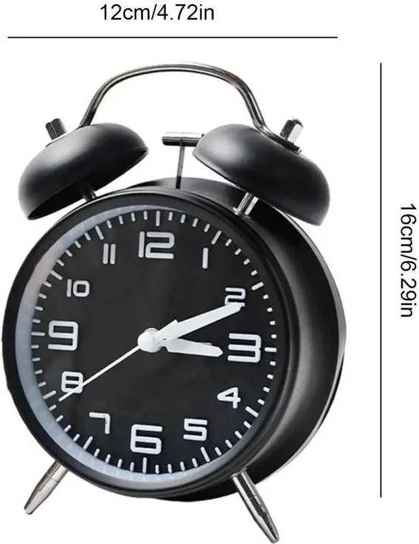 Valkyrie Silent Flows 16CM Alarm Table Alarm Clock with Seconds Loud Ringtone Large Size Black