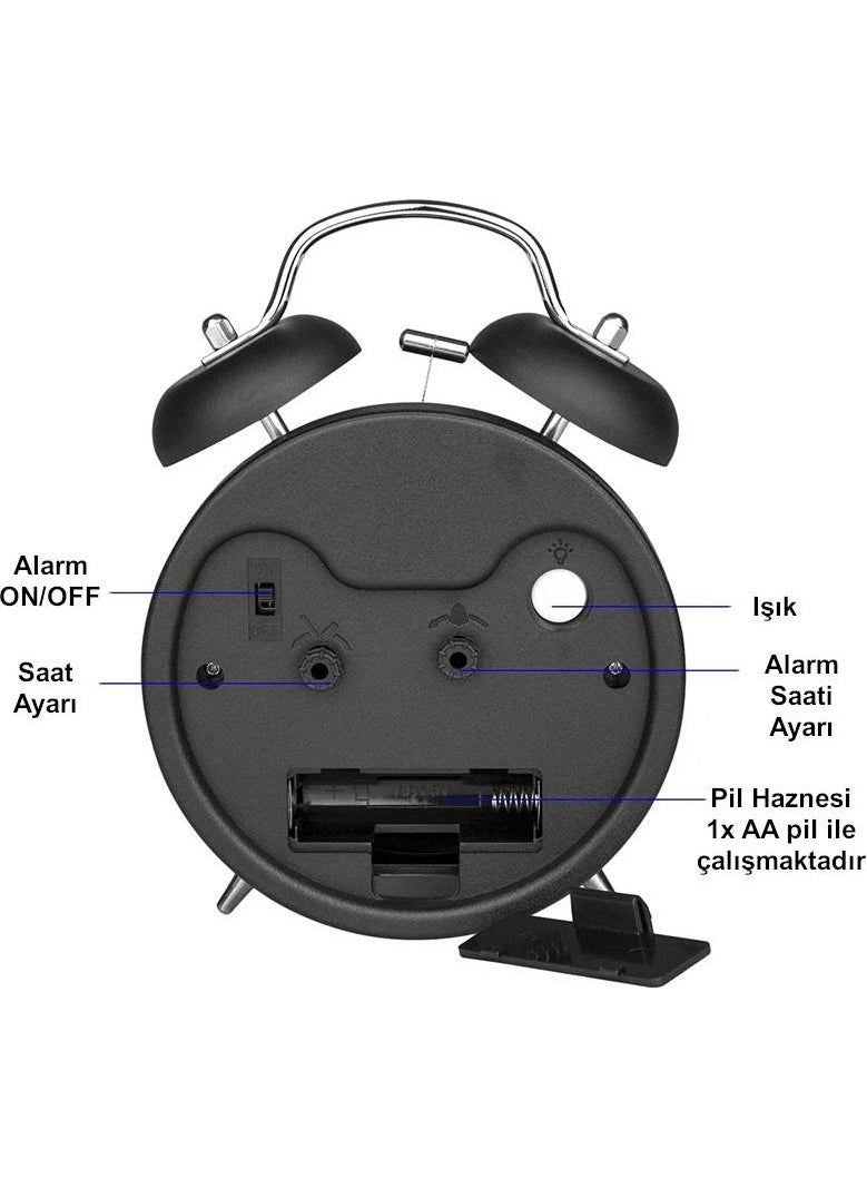 Valkyrie - Silent Flows 16CM Alarm Table Alarm Clock with Seconds Loud Ringtone Large Size Black - Image 1