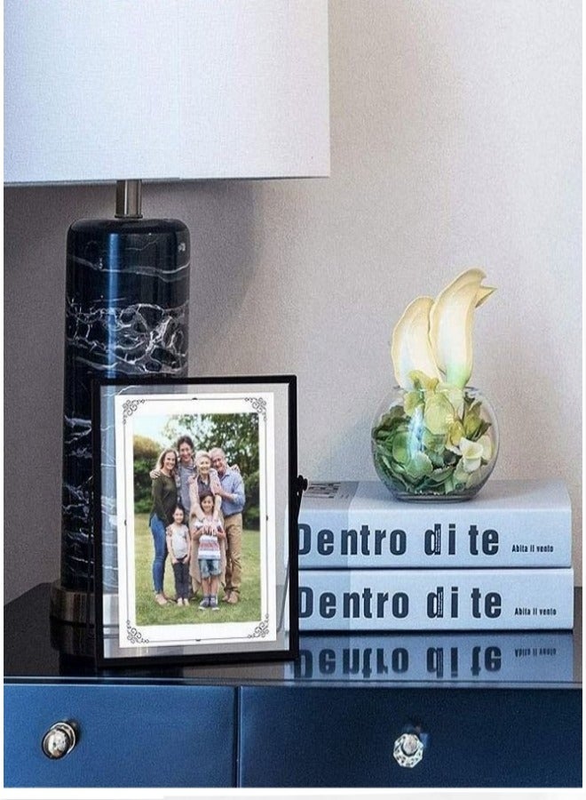 MIXDE Desktop Metal Photo Frame, Diy Transparent Glass Decorative Photo Frame With Bracket, 6.8x8.8 Inches Black - Image 4