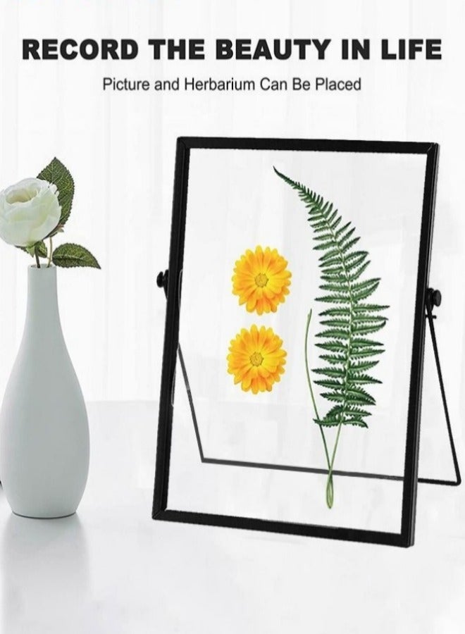 MIXDE Desktop Metal Photo Frame, Diy Transparent Glass Decorative Photo Frame With Bracket, 6.8x8.8 Inches Black - Image 2