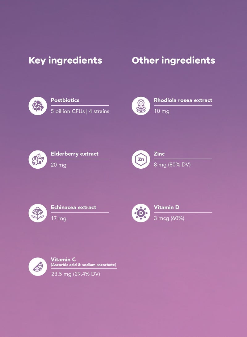nutrili Immunity Shield Sugar Free Probiotics Gummies 150g, Immune Support, Zinc, Vitamin D3, Vitamin C, Postbiotics, Elderberry, Echinacea And Rhodiola - 60 Gummies - Image 3