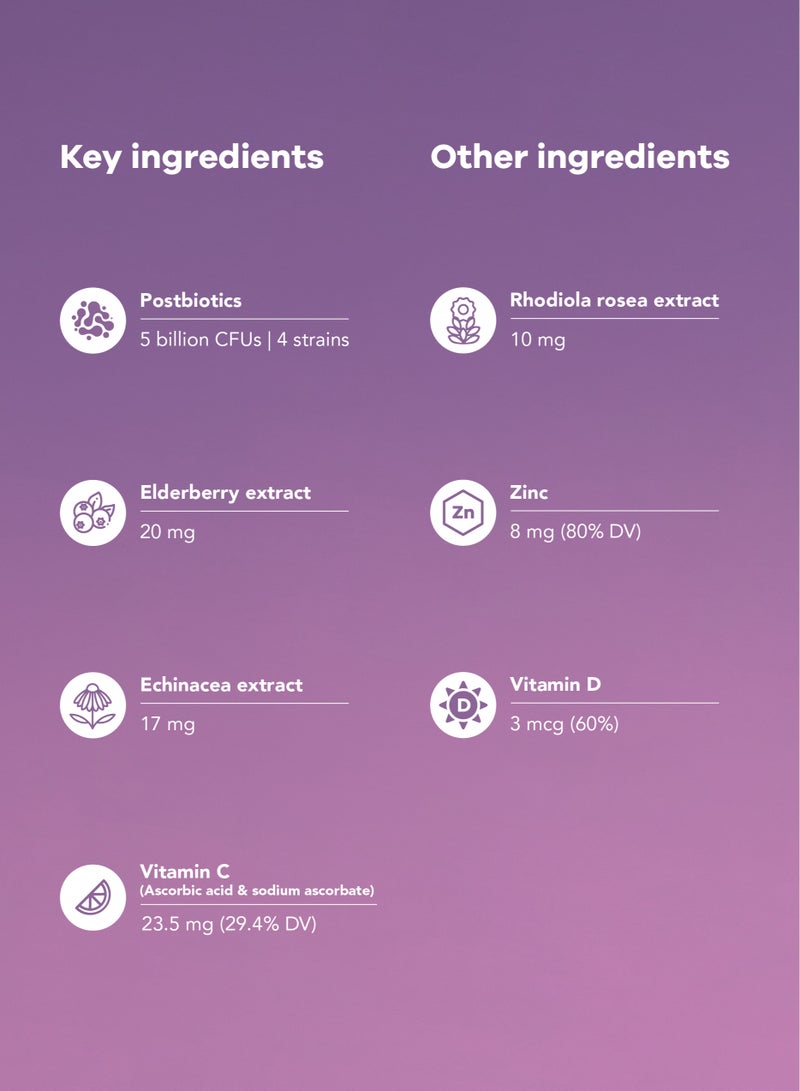 Immunity Shield Sugar Free Probiotics Gummies 150g, Immune Support, Zinc, Vitamin D3, Vitamin C, Postbiotics, Elderberry, Echinacea And Rhodiola - 60 Gummies