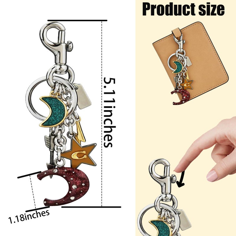 LSBDJDL Star Moon Alphabet Keychain, Cute Bag Charm, Purse Accessories for Women - Image 2