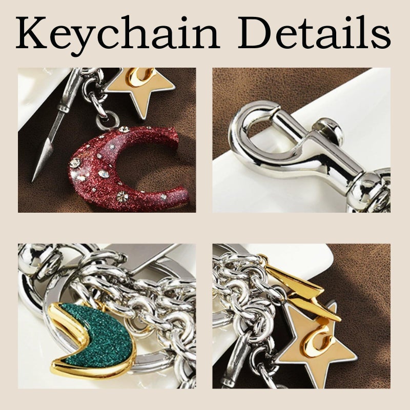 LSBDJDL Star Moon Alphabet Keychain, Cute Bag Charm, Purse Accessories for Women - Image 4
