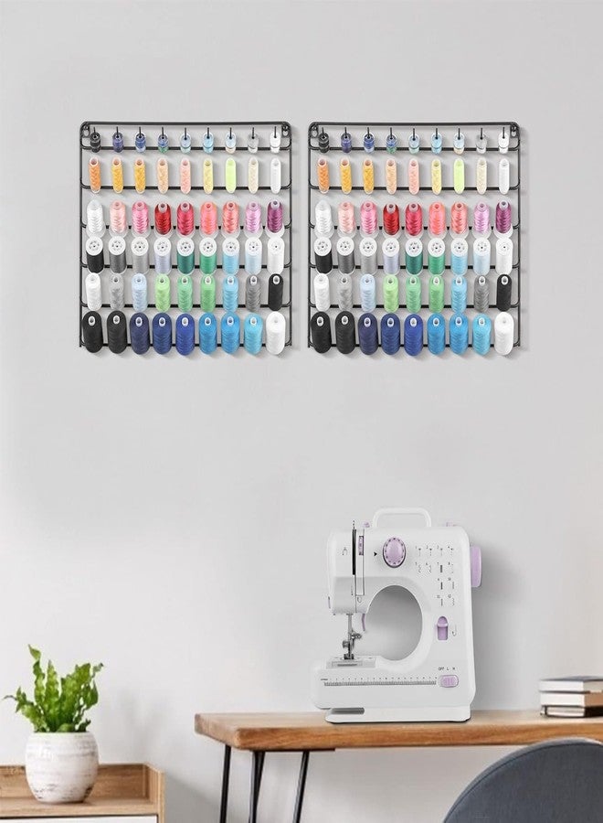 OGFC 35540 Thread Holder Wall mounted (Pack of 2) 54 Spools Thread Rack Wall Mount Embroidery Spool Thread Organizer Metal Sewing Thread Organizer for Quilting - Black - Image 5