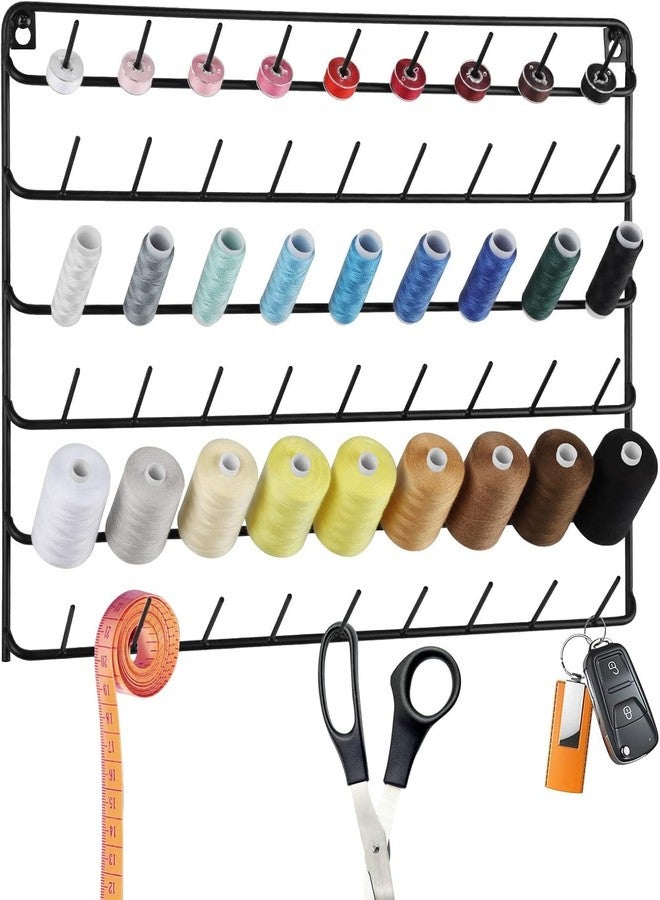 OGFC 35540 Thread Holder Wall mounted (Pack of 2) 54 Spools Thread Rack Wall Mount Embroidery Spool Thread Organizer Metal Sewing Thread Organizer for Quilting - Black - Image 4