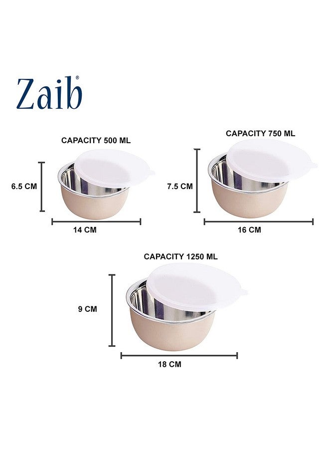 Zaib Microwave Steel Food Storage Container Set of 3 with Lid Capacity - 1250 ML, 750 ML, 500 ML (Sand Brown) - Image 3