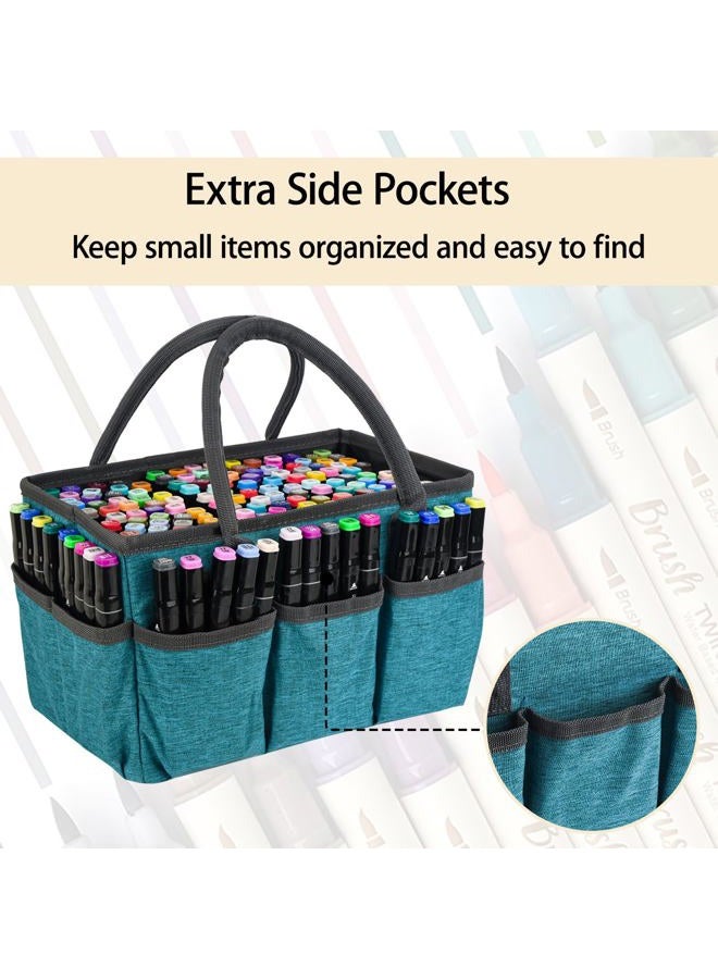 Watpot Marker Organizer Bag with Multiple Pockets, Marker Case for Art Storage Paint Markers, Paint Brushes, Coloring Books, Other Art Supplies, Green - Image 3