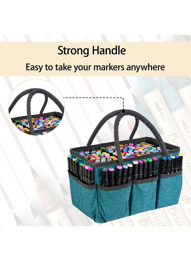 Watpot Marker Organizer Bag with Multiple Pockets, Marker Case for Art Storage Paint Markers, Paint Brushes, Coloring Books, Other Art Supplies, Green - Image 4