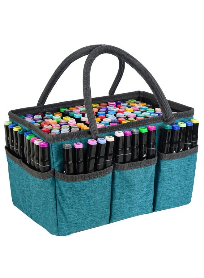 Watpot Marker Organizer Bag with Multiple Pockets, Marker Case for Art Storage Paint Markers, Paint Brushes, Coloring Books, Other Art Supplies, Green - Image 1