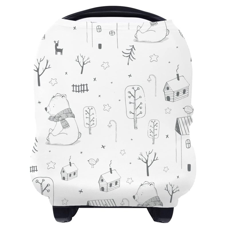 YOOFOSS Yoofoss Nursing Cover Breastfeeding Scarf Baby Car Seat Covers Infant Stroller Cover Strechy Carseat Canopy for Boys and Girls Bear