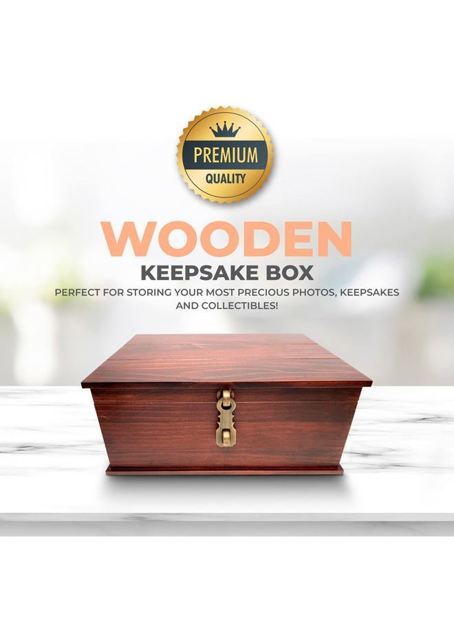 Blake & Lake Antique Style Wood Storage Box - Decorative box for Home or Office - Wooden Box with Hinged Lid Keepsake Box with Metal Latch - Image 4