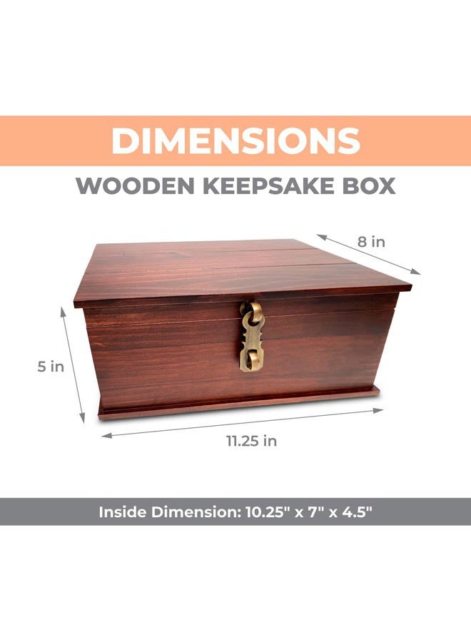 Blake & Lake Antique Style Wood Storage Box - Decorative box for Home or Office - Wooden Box with Hinged Lid Keepsake Box with Metal Latch - Image 3