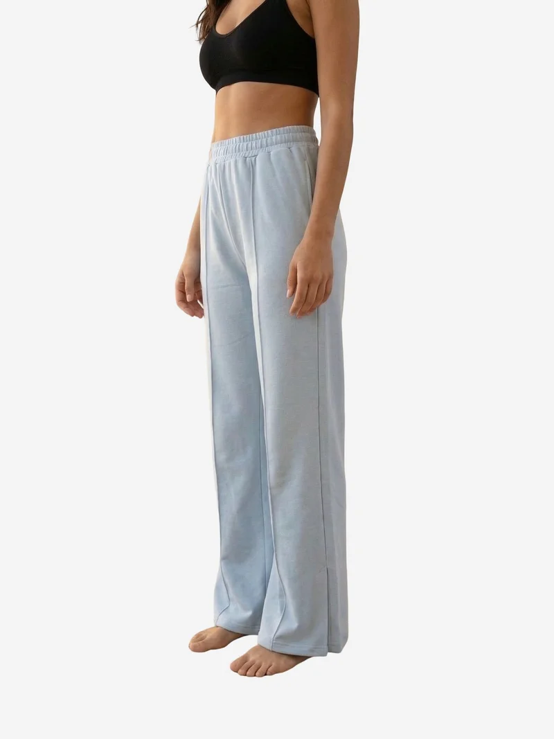 My Fashion Baby Blue MY FASHION High-Waist Wide-Leg Knit Joggers for Women | Best Price UAE