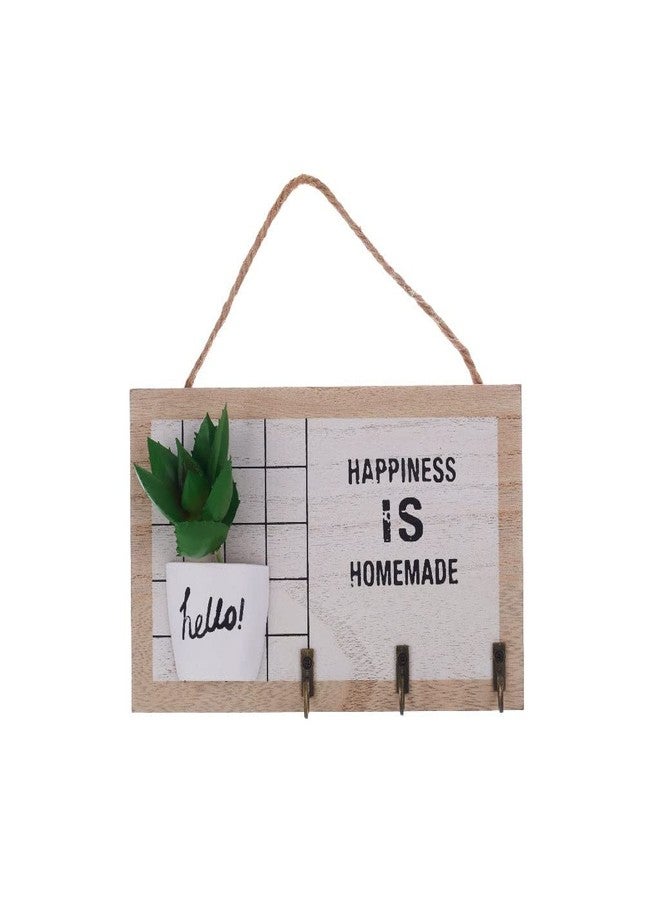 EAZYWAGON Wooden Wall Mounted Key Holder with 3 Hooks - Happiness | Keys Organizer for Home Decor, Office, Entryway & Hallway | Sleek & Stylish Key Hanger for Wall | Ideal for Keys & Accessories - Image 2
