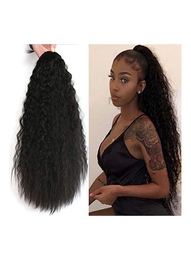 NIBEMINENT Clip In Wavy Natural Ponytail Extension Black 22inch - Image 1