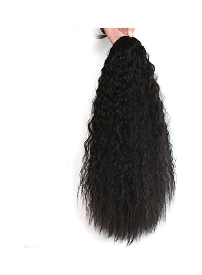 NIBEMINENT Clip In Wavy Natural Ponytail Extension Black 22inch - Image 3