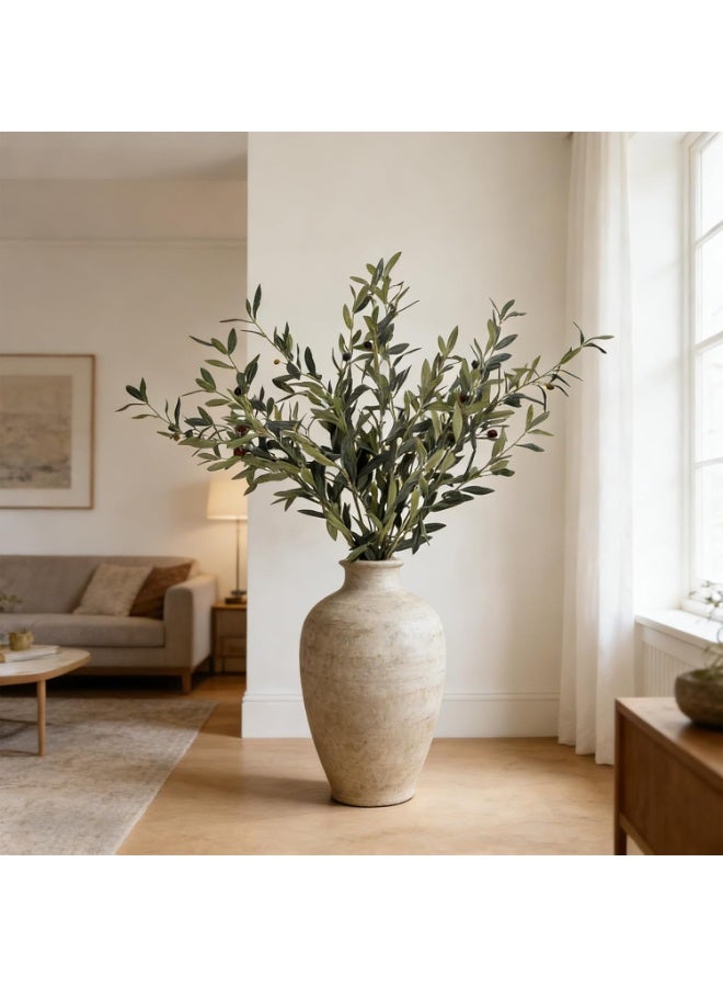 LATIFA 2 Pcs 44.5 Inch Artificial Olive Tree Branches with Berries, Faux Greenery Stems WITH Ceramic Vase Included - Image 2