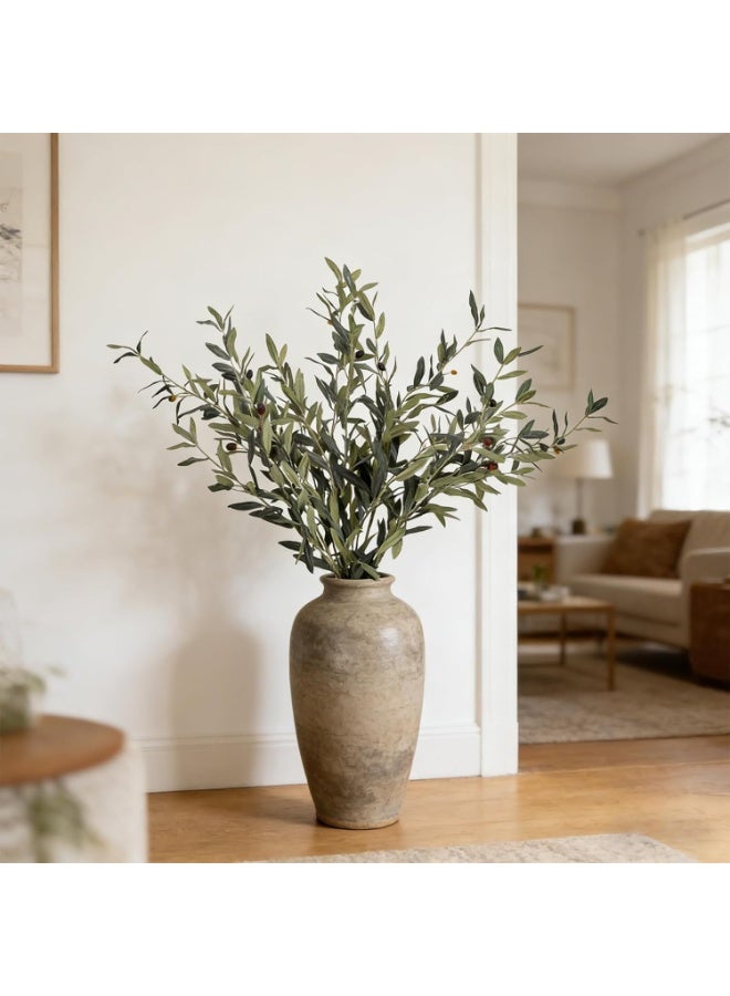 LATIFA 2 Pcs 44.5 Inch Artificial Olive Tree Branches with Berries, Faux Greenery Stems WITH Ceramic Vase Included - Image 1