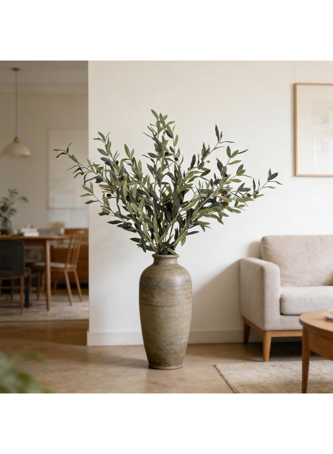 LATIFA 2 Pcs 44.5 Inch Artificial Olive Tree Branches with Berries, Faux Greenery Stems WITH Ceramic Vase Included - Image 3