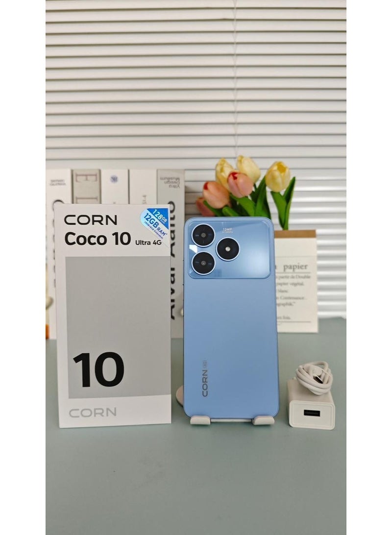 كورن شاشة Coco 10 Ultra مقاس 6.8 بوصات عالية الدقة + بطارية سعة 5000 مللي أمبير في الساعة (4+8) وذاكرة وصول عشوائي (RAM) سعة 128 جيجابايت وذاكرة قراءة فقط باللون الأزرق - Image 1