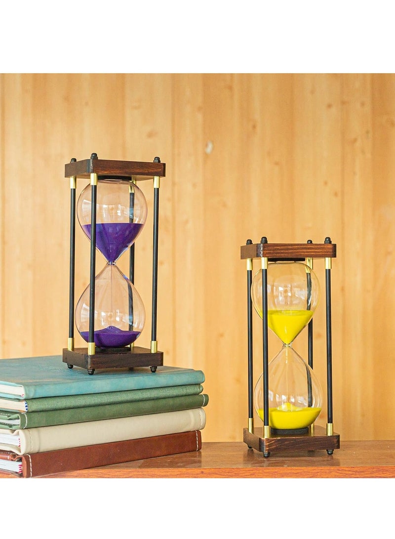 SYOSI Hourglass Timer, 60 Minutes Sand Timer Vintage Wooden Men's Ladies Quiet Clock for Home Office Kitchen Wedding Decor Ornaments Purple  - Image 2