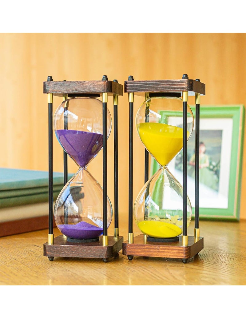 SYOSI Hourglass Timer, 60 Minutes Sand Timer Vintage Wooden Men's Ladies Quiet Clock for Home Office Kitchen Wedding Decor Ornaments Purple  - Image 3