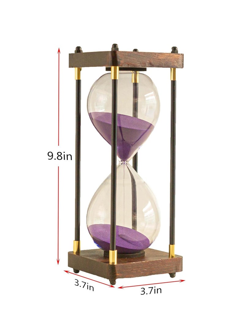 SYOSI Hourglass Timer, 60 Minutes Sand Timer Vintage Wooden Men's Ladies Quiet Clock for Home Office Kitchen Wedding Decor Ornaments Purple  - Image 5