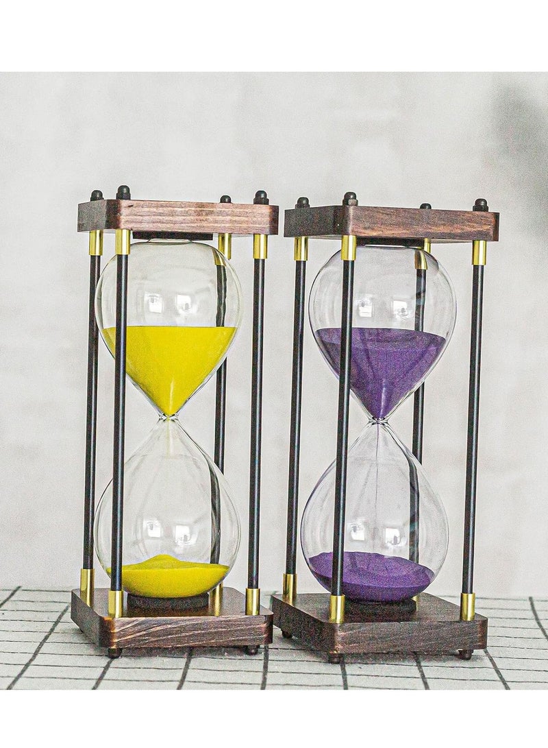 SYOSI Hourglass Timer, 60 Minutes Sand Timer Vintage Wooden Men's Ladies Quiet Clock for Home Office Kitchen Wedding Decor Ornaments Purple  - Image 4