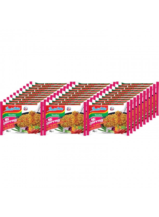 Indomie Indomie Mi Goreng Instant Stir Fry Noodles, Halal Certified, Hot & Spicy / Pedas Flavor (Pack of 30), 2.82 Ounce (Pack of 30)