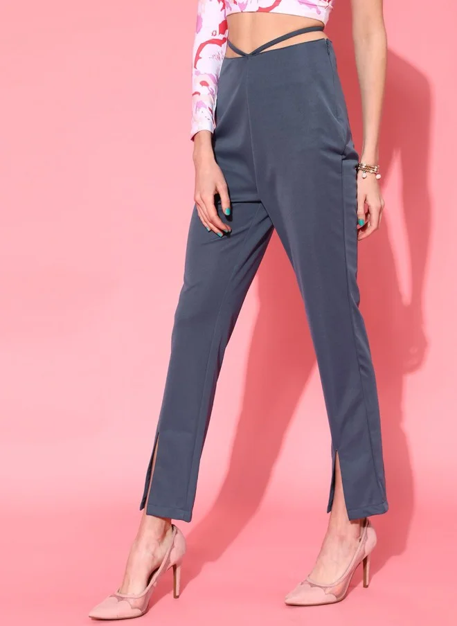 STREET 9 Blue Loose Fit High-Rise Trousers for Women