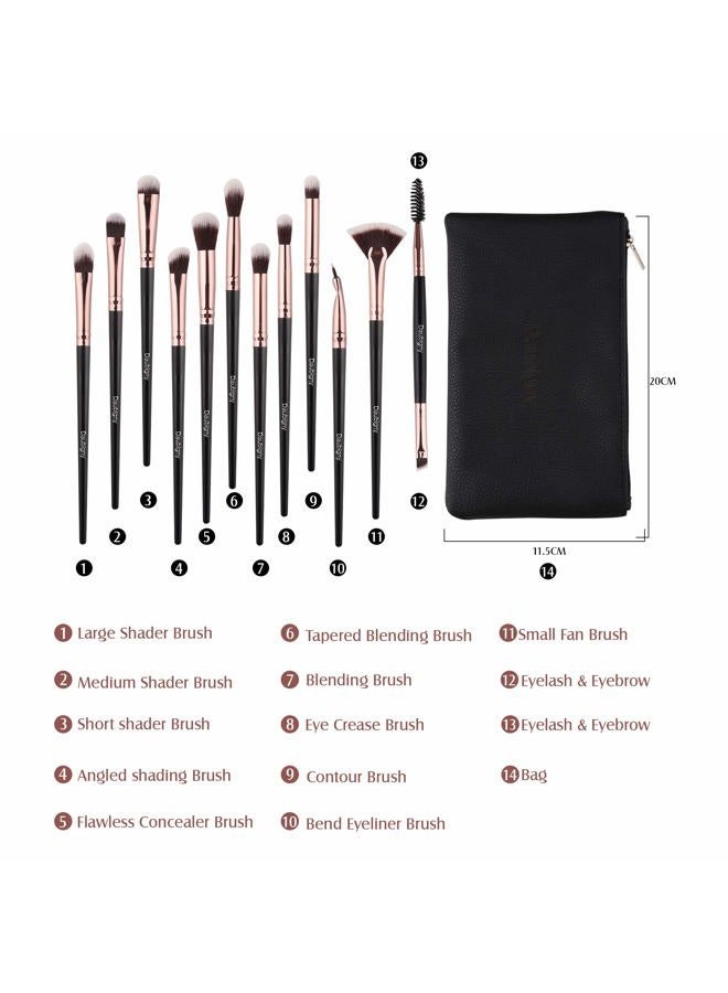Daubigny Eye Makeup Brush Set, 12 PCS Professional Eye shadow, Concealer, Eyebrow, Foundation, Powder Liquid Cream Blending Brushes Set With Carrying Bag - Image 4