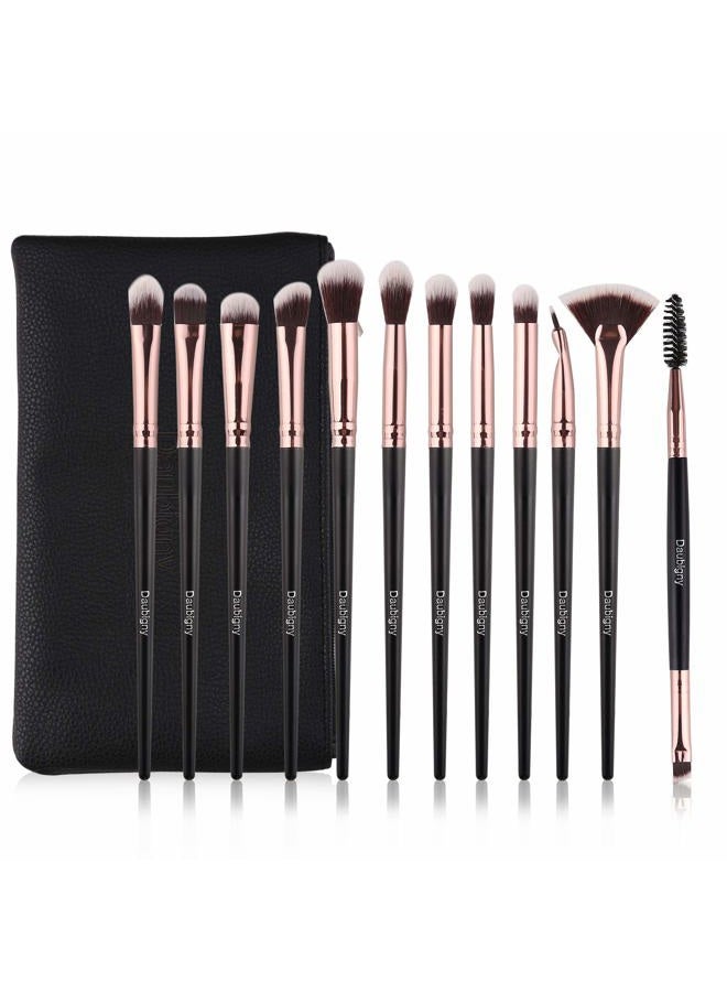 Daubigny Eye Makeup Brush Set, 12 PCS Professional Eye shadow, Concealer, Eyebrow, Foundation, Powder Liquid Cream Blending Brushes Set With Carrying Bag - Image 1