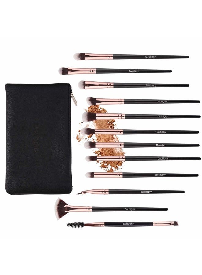Daubigny Eye Makeup Brush Set, 12 PCS Professional Eye shadow, Concealer, Eyebrow, Foundation, Powder Liquid Cream Blending Brushes Set With Carrying Bag - Image 5