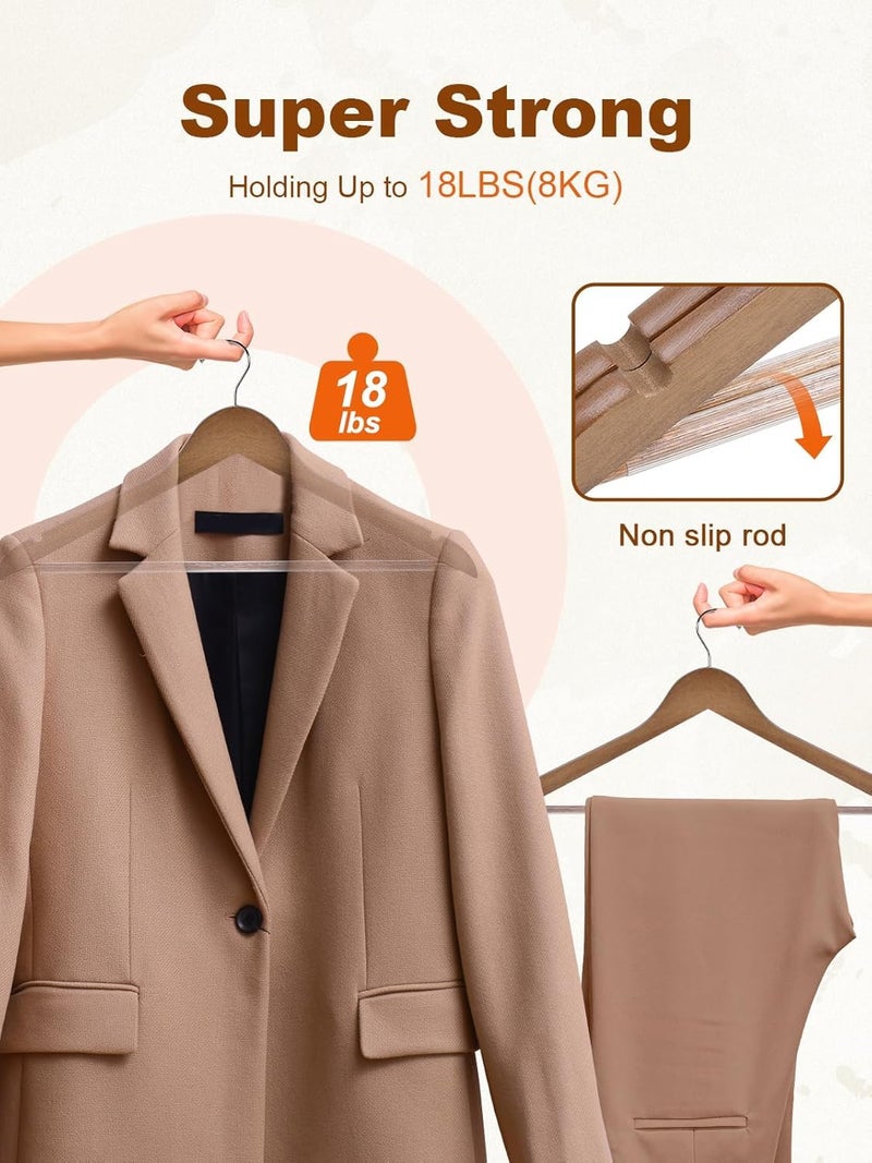 VERAT Hangers for Clothes in Wardrobe/Wooden Hanger for Wardrobe/Wooden Suit Clothes Hangers/Wooden Hangers Clothes/Clothes/Coats/Jackets/Pants/Shirts/360 Degree Swivel Hook/Dress(Pack of 10-D-B) - Image 3